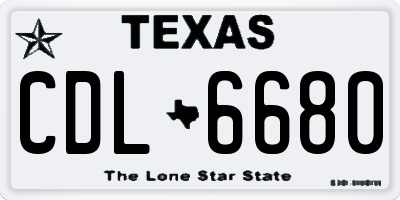 TX license plate CDL6680