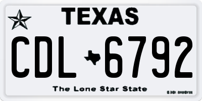 TX license plate CDL6792