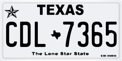 TX license plate CDL7365