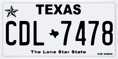 TX license plate CDL7478