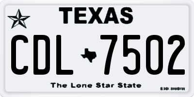 TX license plate CDL7502
