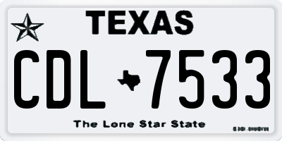 TX license plate CDL7533