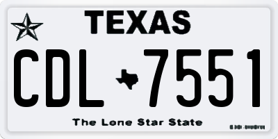 TX license plate CDL7551