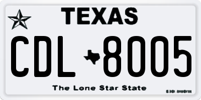 TX license plate CDL8005