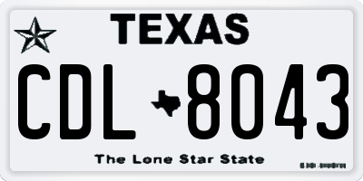 TX license plate CDL8043
