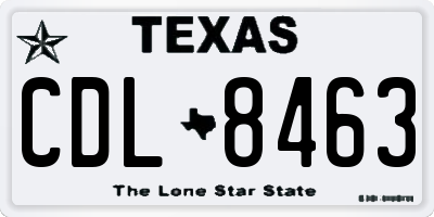 TX license plate CDL8463