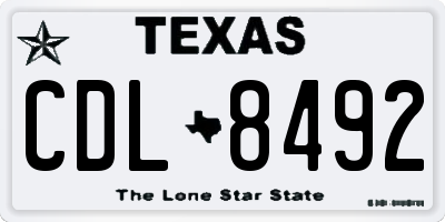 TX license plate CDL8492