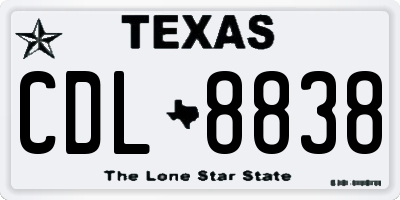 TX license plate CDL8838