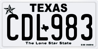 TX license plate CDL983