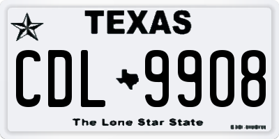 TX license plate CDL9908