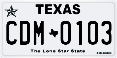 TX license plate CDM0103