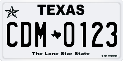 TX license plate CDM0123