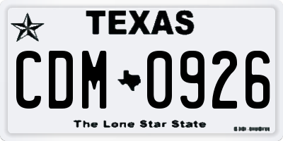 TX license plate CDM0926