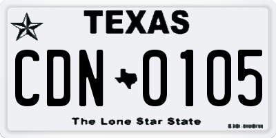 TX license plate CDN0105