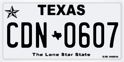 TX license plate CDN0607