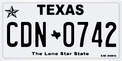 TX license plate CDN0742