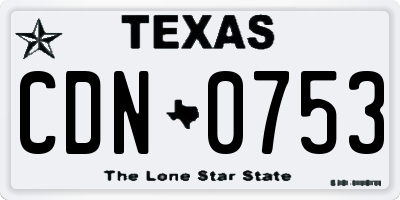 TX license plate CDN0753