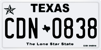 TX license plate CDN0838