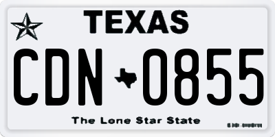 TX license plate CDN0855