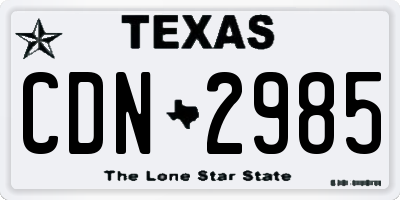 TX license plate CDN2985
