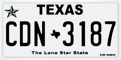 TX license plate CDN3187