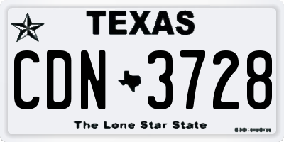 TX license plate CDN3728