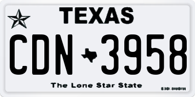 TX license plate CDN3958