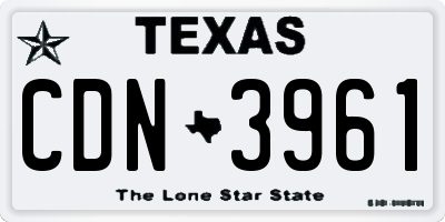 TX license plate CDN3961