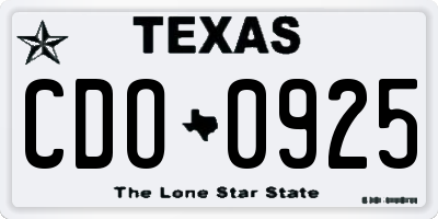 TX license plate CDO0925
