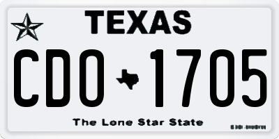 TX license plate CDO1705