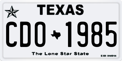 TX license plate CDO1985