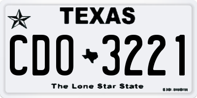 TX license plate CDO3221