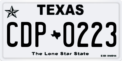 TX license plate CDP0223