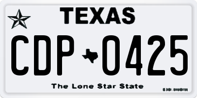 TX license plate CDP0425