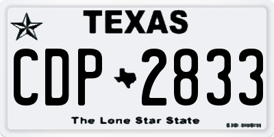 TX license plate CDP2833