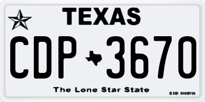 TX license plate CDP3670