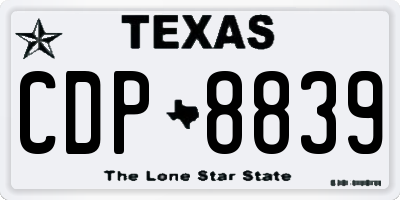 TX license plate CDP8839