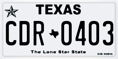 TX license plate CDR0403