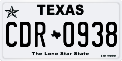 TX license plate CDR0938