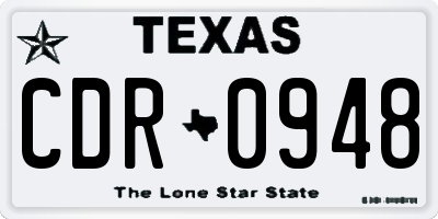 TX license plate CDR0948