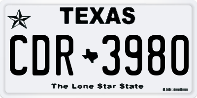 TX license plate CDR3980