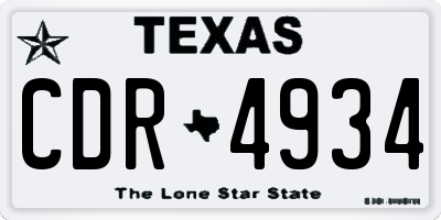 TX license plate CDR4934