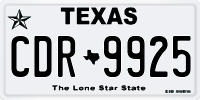 TX license plate CDR9925