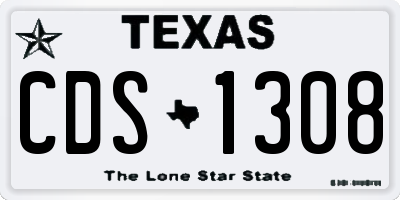 TX license plate CDS1308