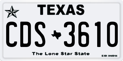 TX license plate CDS3610