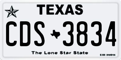 TX license plate CDS3834