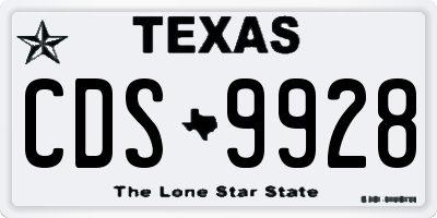 TX license plate CDS9928