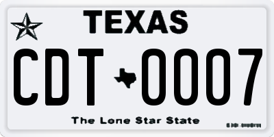 TX license plate CDT0007