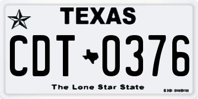 TX license plate CDT0376