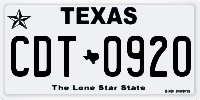 TX license plate CDT0920